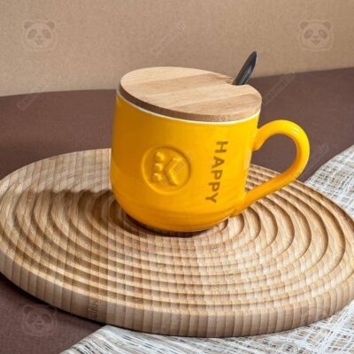 ماگ درب چوبی+قاشق