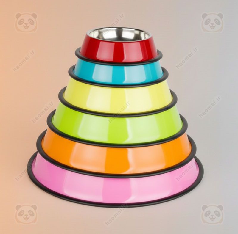 48 ظرف آب و غذا حیوانات جنس استیل رنگی کد14741 - تصویر 1